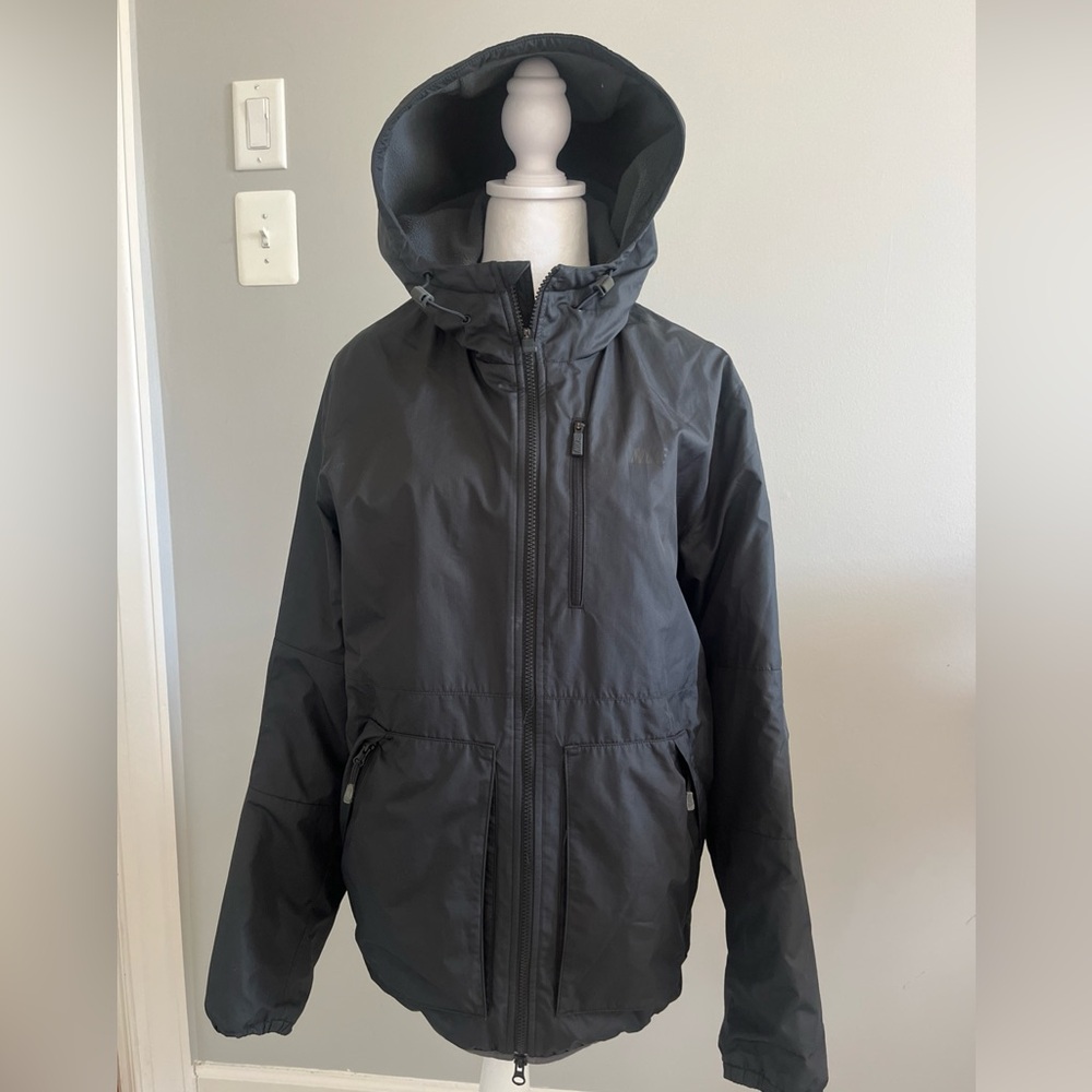 VINTAGE Nike blue label RARE hooded black zipup jacket w/fleece inside 1980s Med